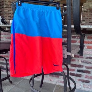 Like New!! Nike XL Boy’s Aqua and Neon Colorblock Swim Trunks